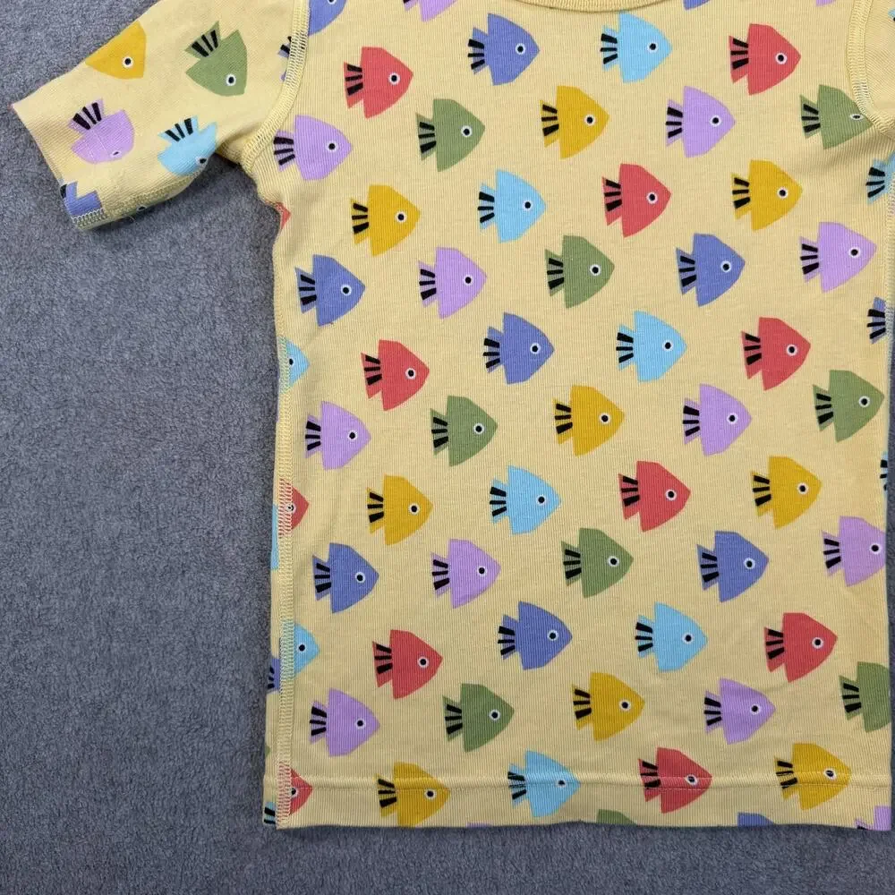 Hanna Andersson Kids 6-7 Organic Cotton Fish Print Pajama Top Short Sleeve